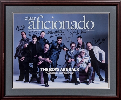 The Sopranos Cast Signed Cigar Aficionado Photo Framed (PSA/DNA)